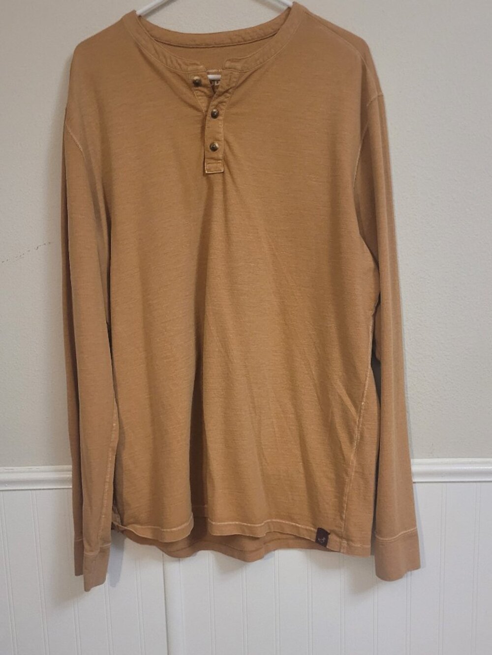 Alesbury Garment-Dyed Long Sleeve Henley Shirt Mustard L